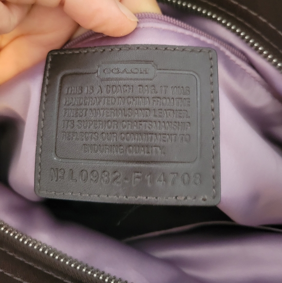 Coach Signature Jacquard/Brown Leather Bag - Picture 3 of 12